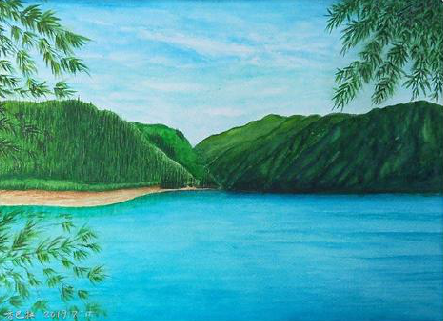 射阳在墙绘中，如何绘画绿水青山？